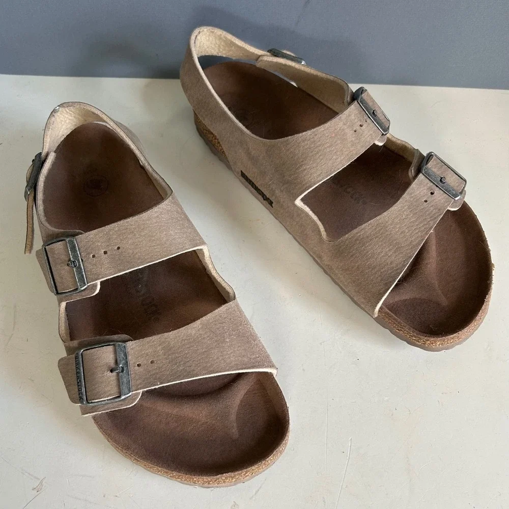 Birkenstock Sandals Mens Size 11 Mocha Brown Buckle 285‎ straps sling back